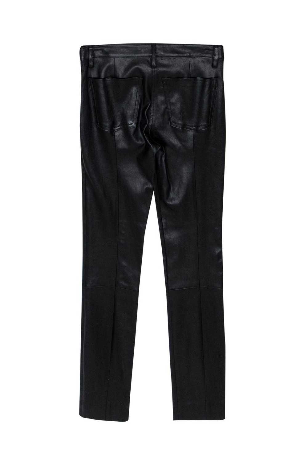 The Row - Black Shiny Leather Skinny Pants Sz 0 - image 2