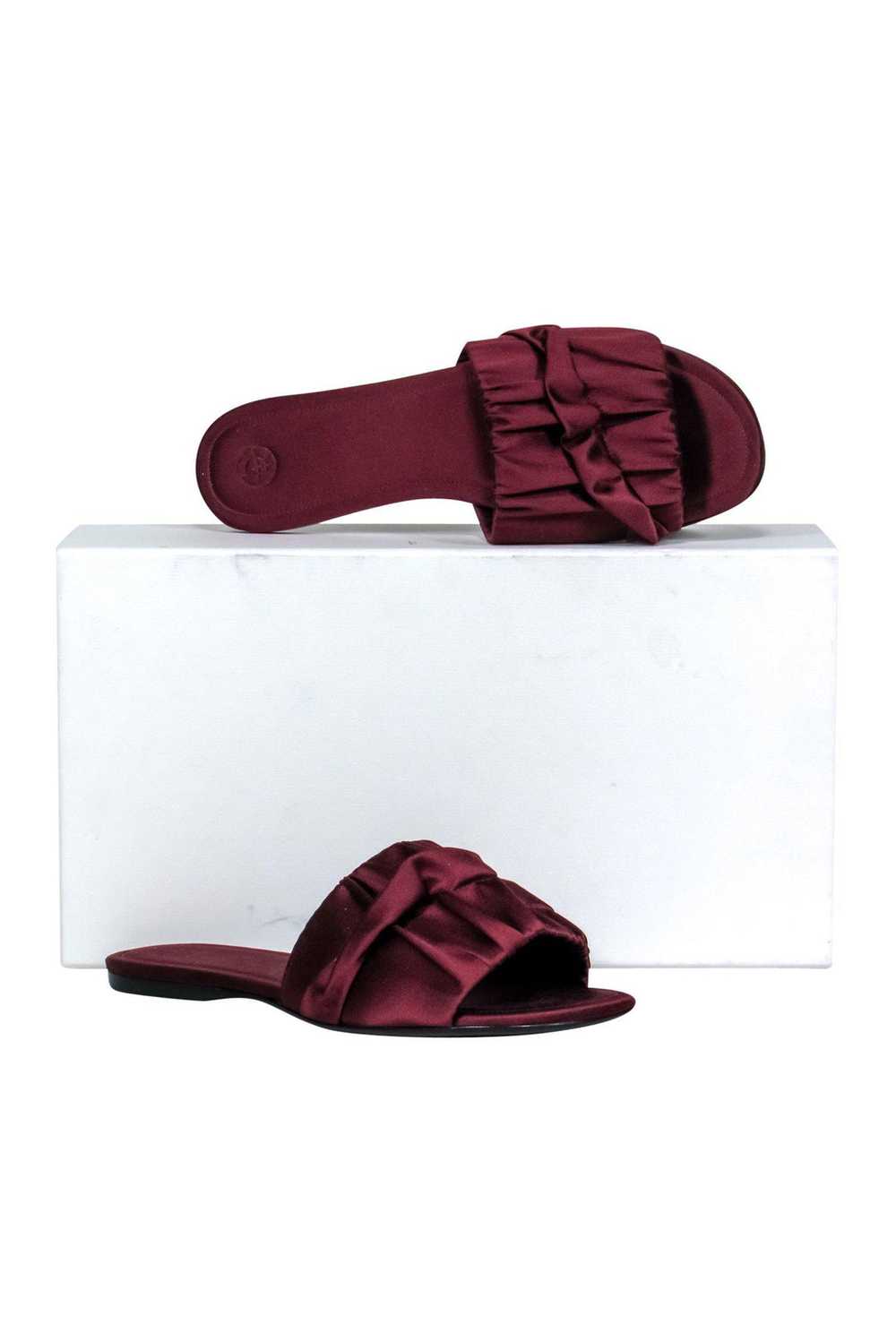 The Row - Oxblood Satin "Ellen" Slide Sandals Sz 7 - image 1