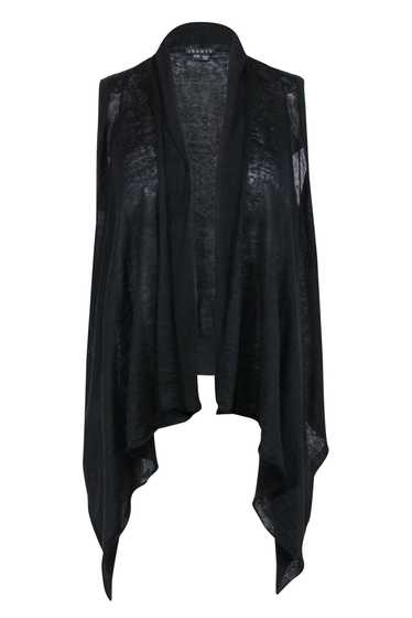 Theory - Black Knit Draped Open Front Linen Blend 