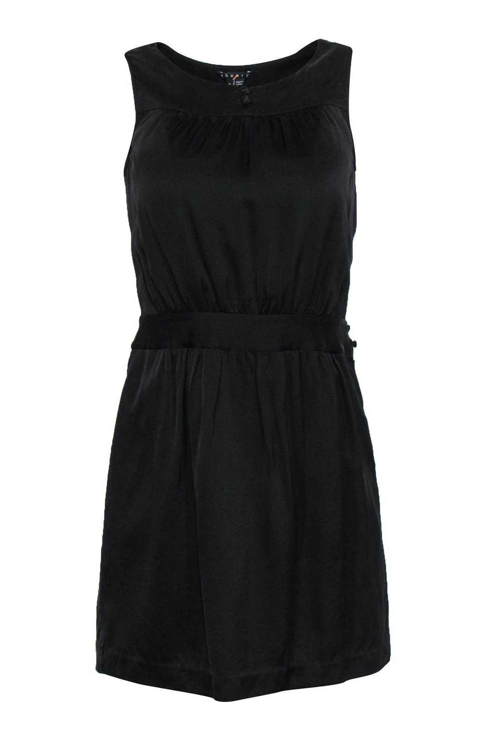 Theory - Black Silk Fitted Mini Dress Sz 0 - image 1
