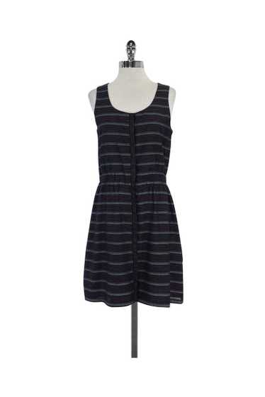 Theory - Blue & Grey Striped Cotton Sleeveless Dre