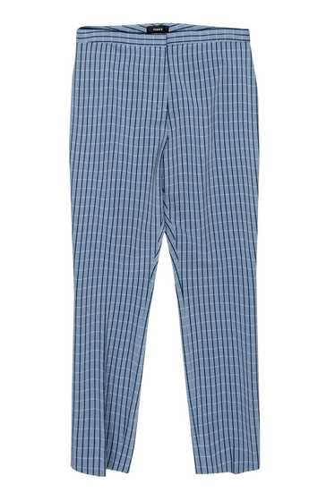 Theory - Blue, Navy & White Checkered Skinny Trous