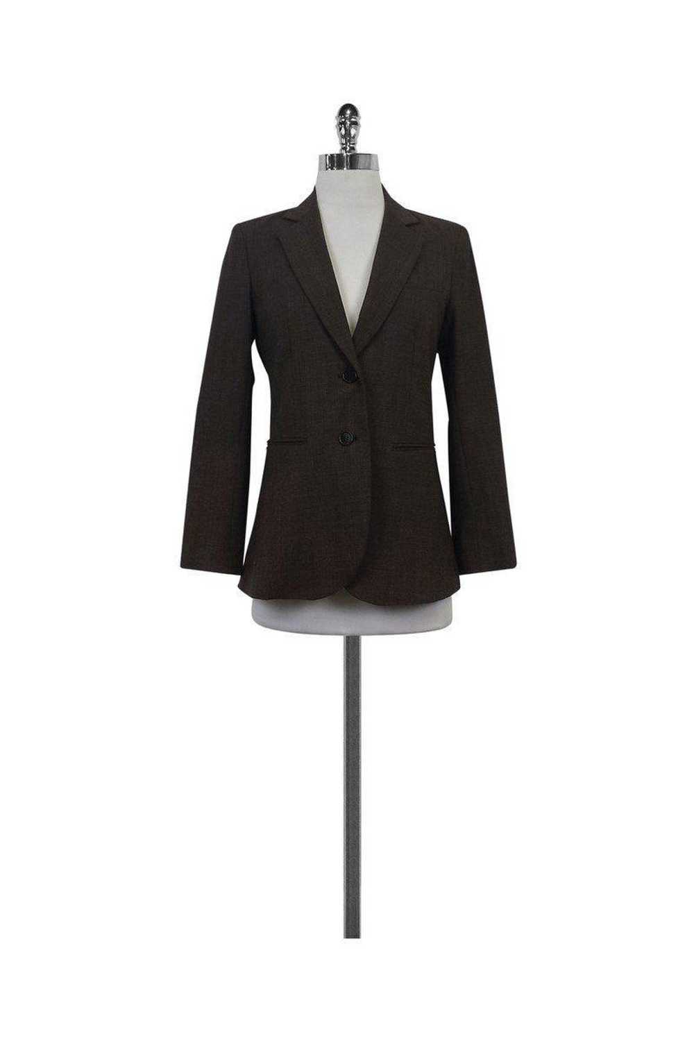 Theory - Brown Printed Wool Blend Blazer Sz 2 - image 1