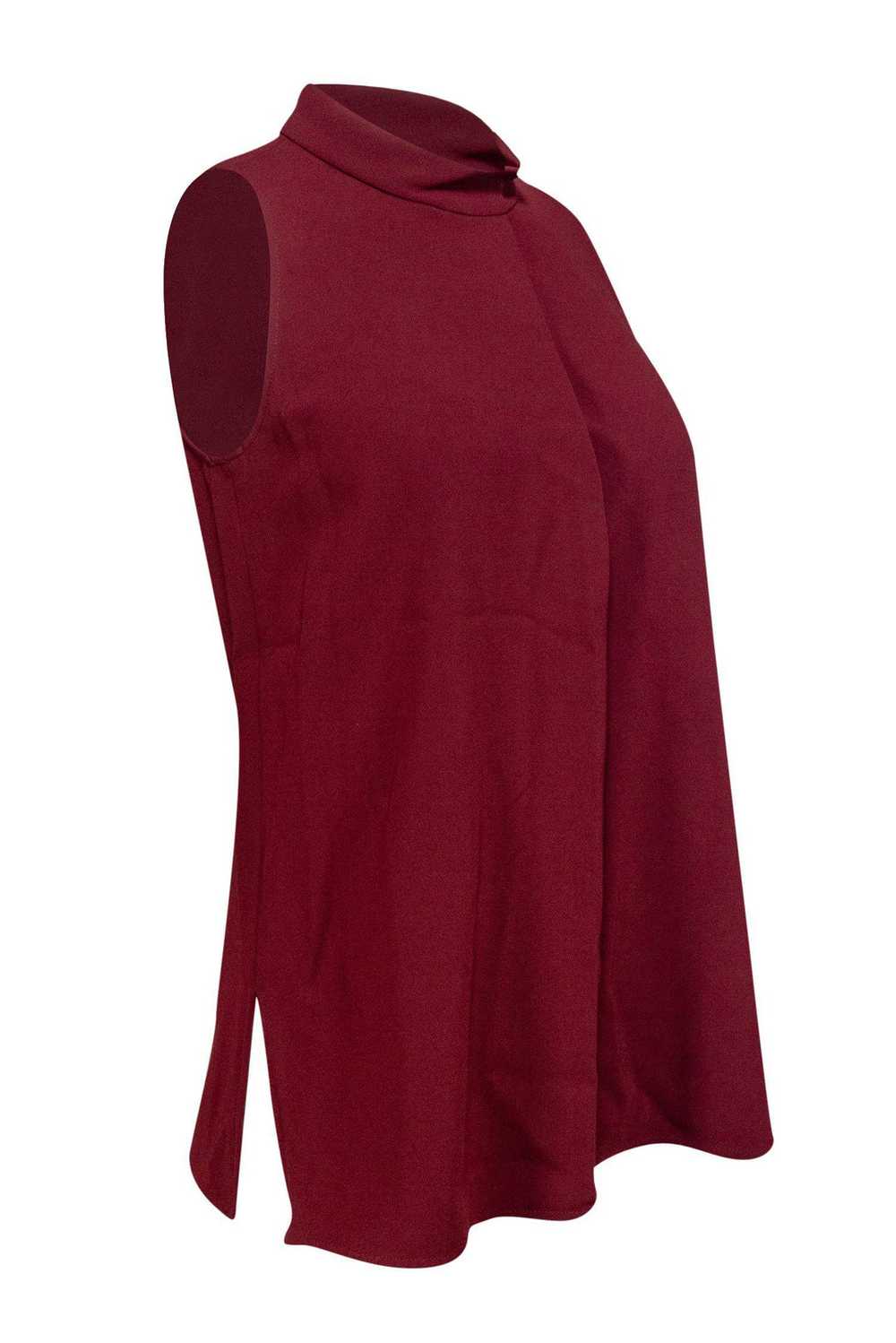 Theory - Burgundy Mock Neck Blouse Sz S - image 2