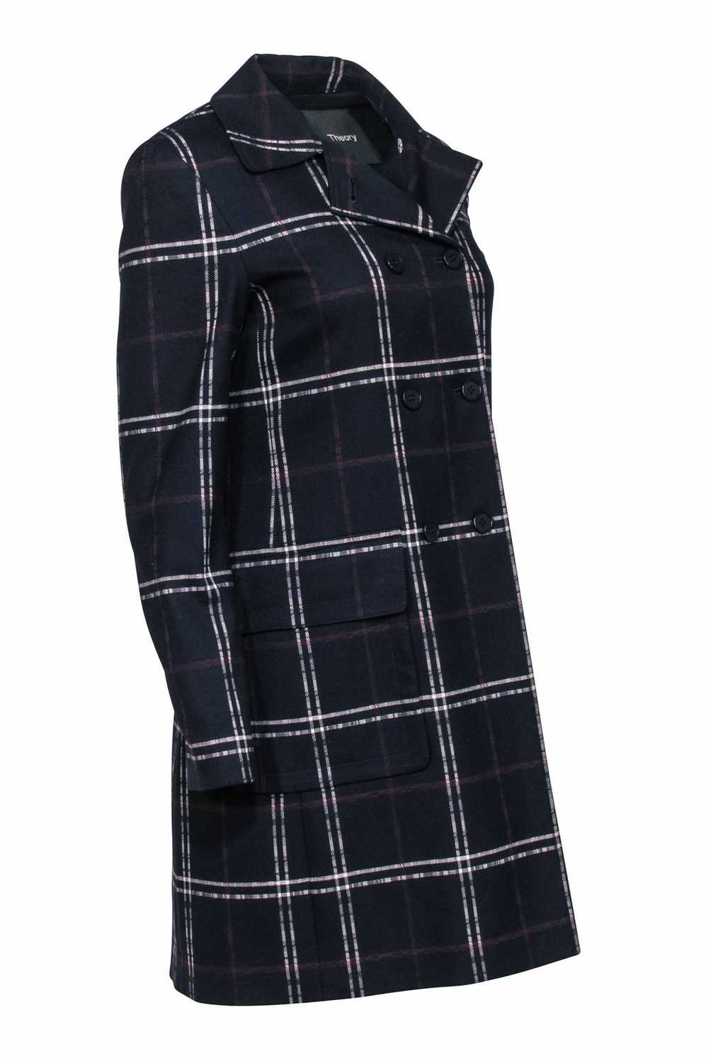 Theory - Navy, Red & White Plaid Double Breasted … - image 2