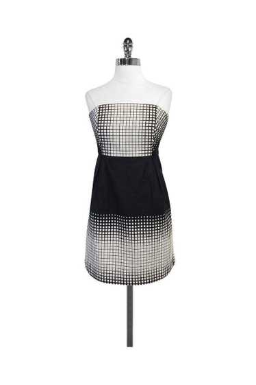 Tibi - Black & White Square Print Strapless Dress 