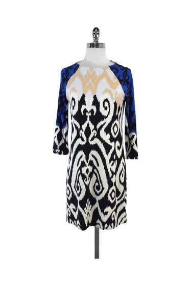 Tibi - Blue, Black, Tan & White Swirl Print Dress 