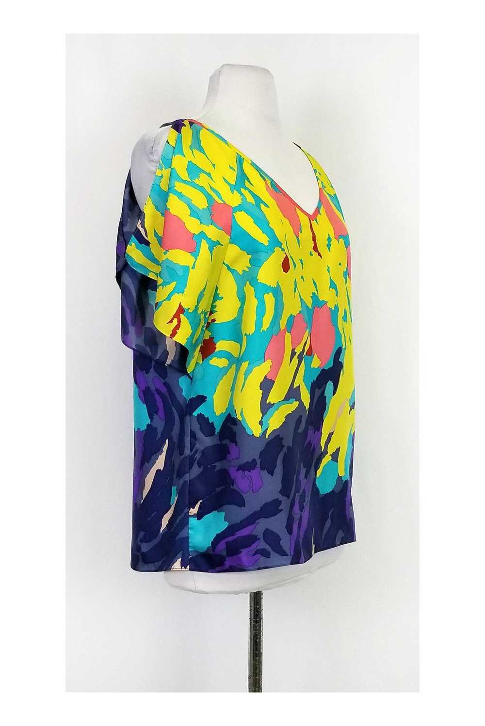 Tibi - Multicolor Cold Shoulder Blouse Sz 2 - image 2