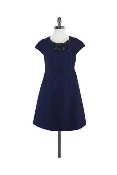 Tibi - Navy Beaded Neckline Cap Sleeve Dress Sz 8 - image 1