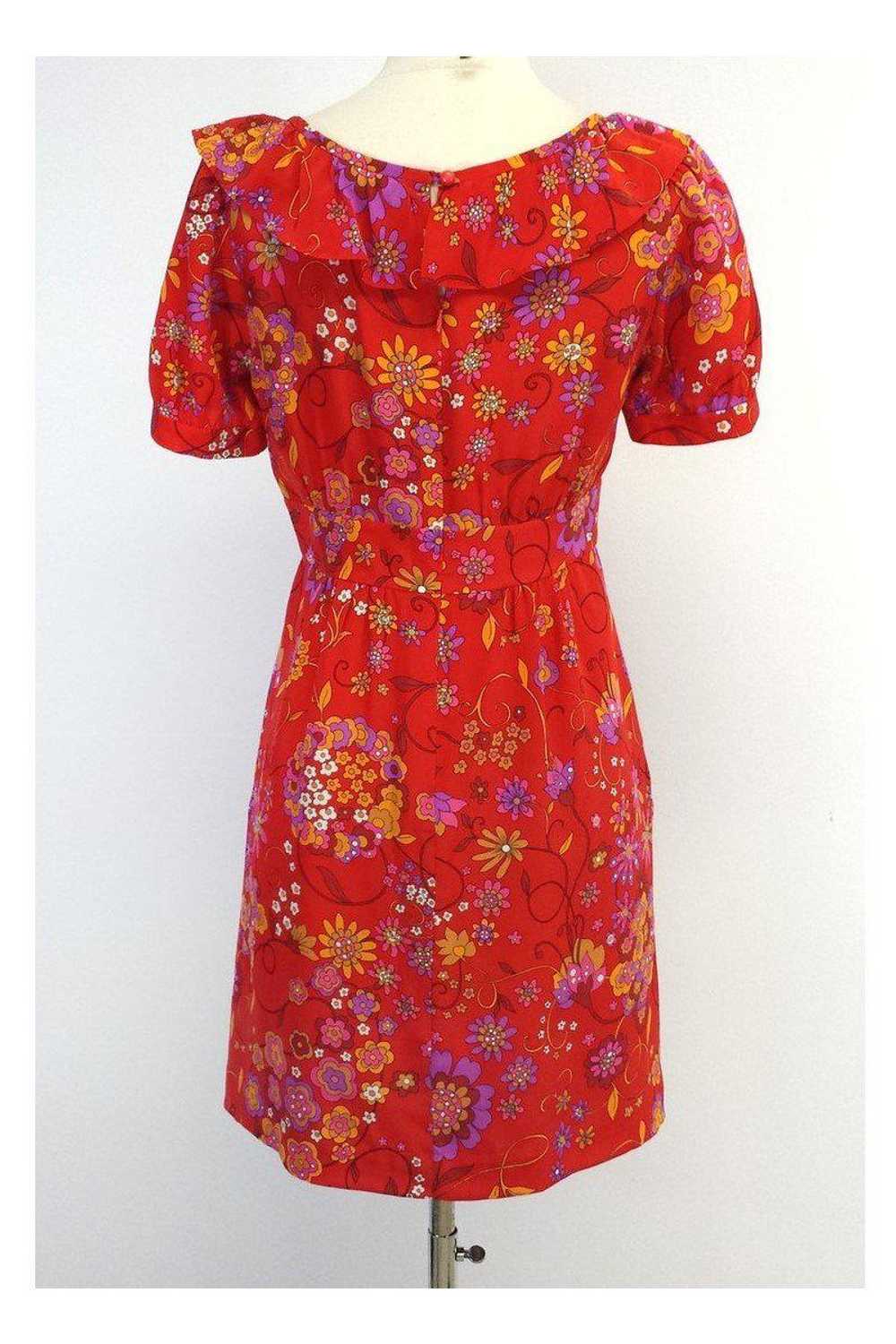 Tibi - Red Floral Print Silk Dress Sz 4 - image 3