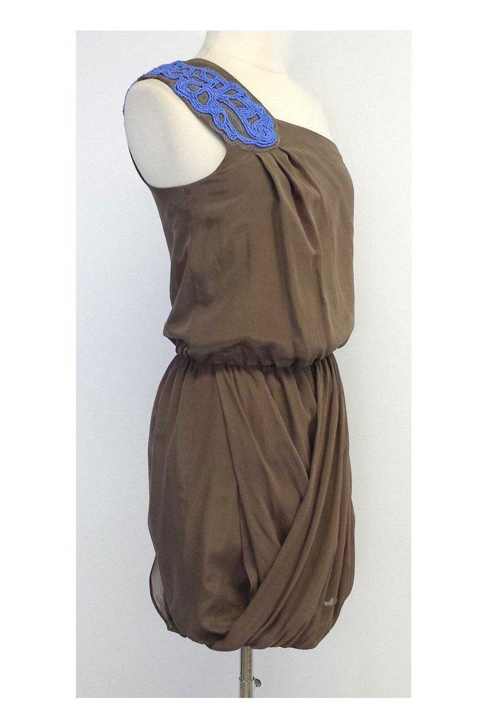Tibi - Taupe Silk Beaded One Shoulder Dress Sz S - image 2