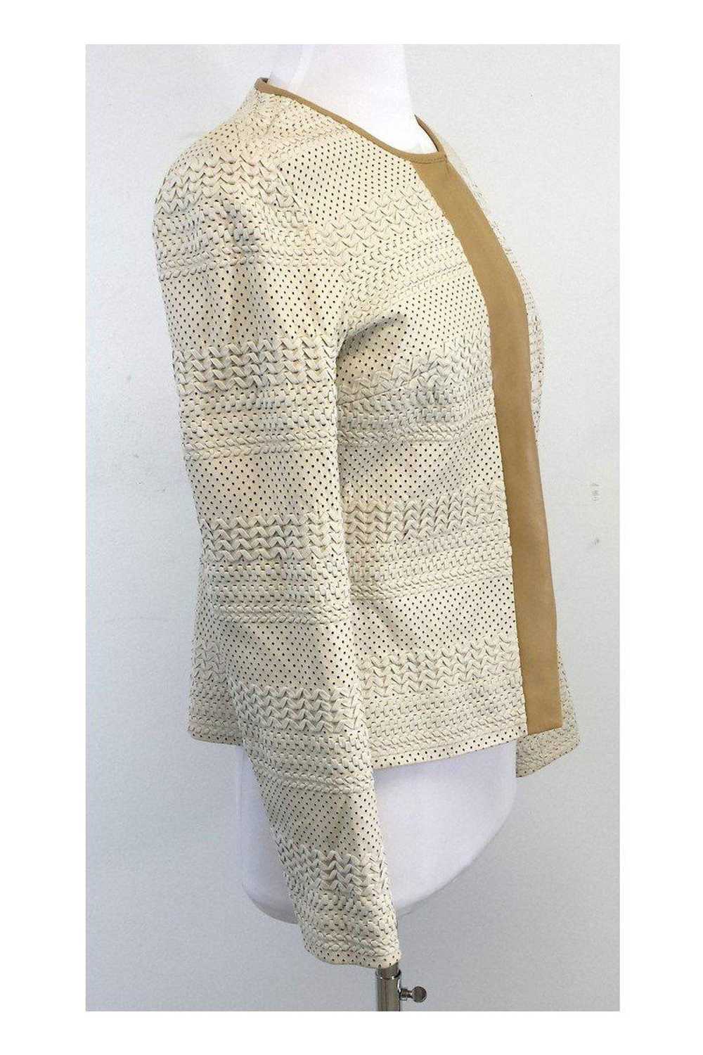 Tory Burch - Ivory & Tan Leather Perforated Jacke… - image 2