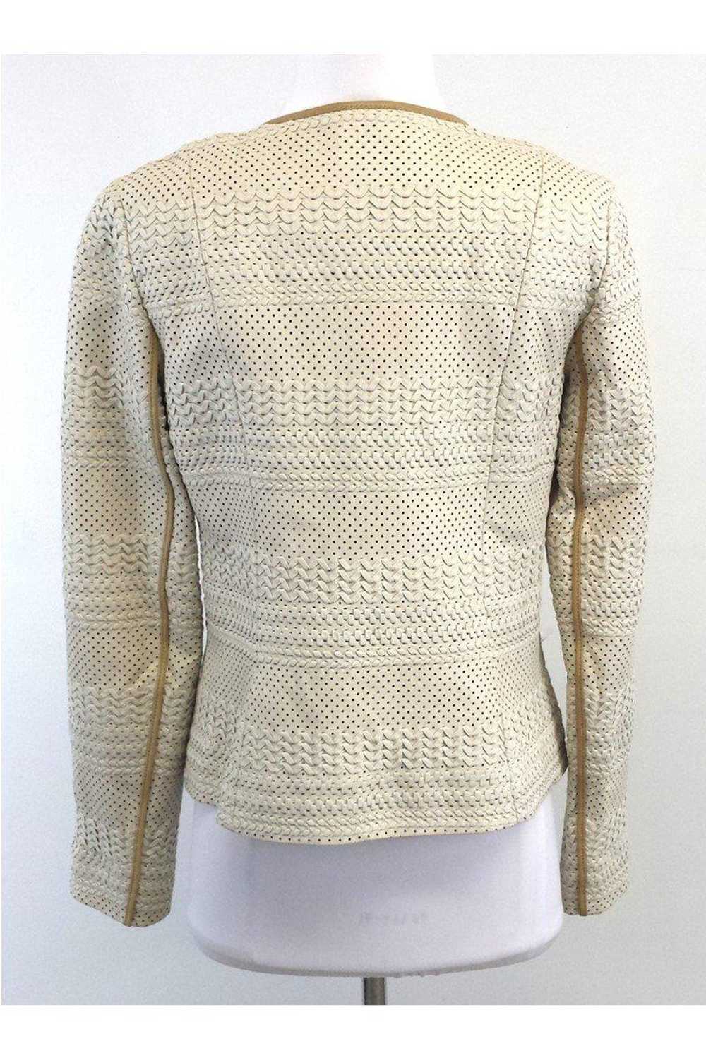 Tory Burch - Ivory & Tan Leather Perforated Jacke… - image 3