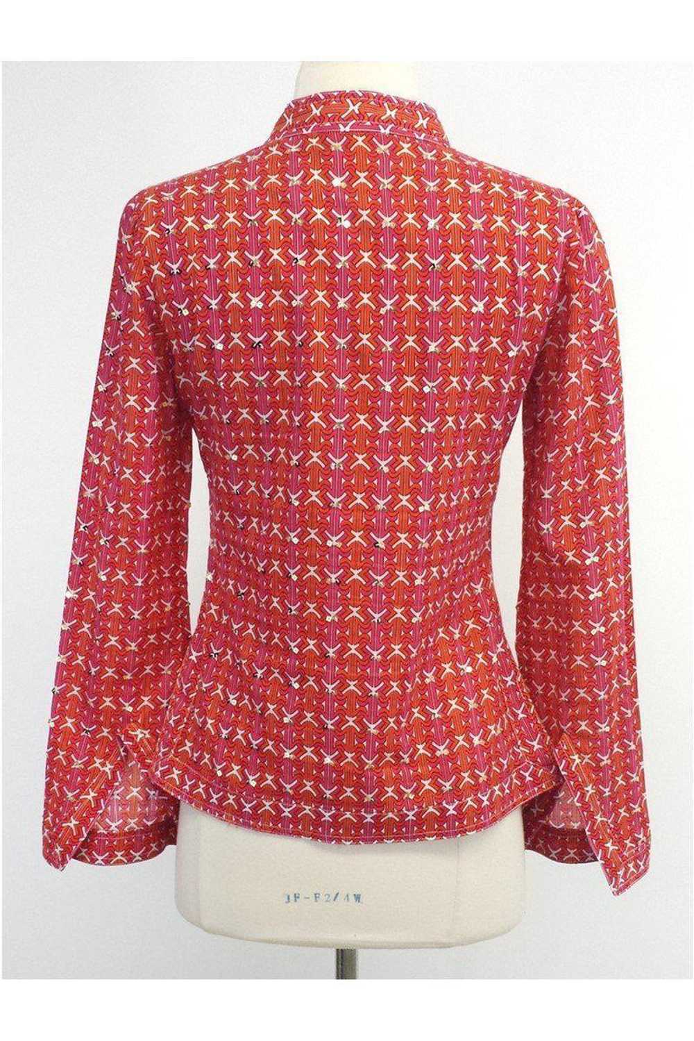 Tory Burch - Pink & Orange Geo Print Cotton Shirt… - image 3