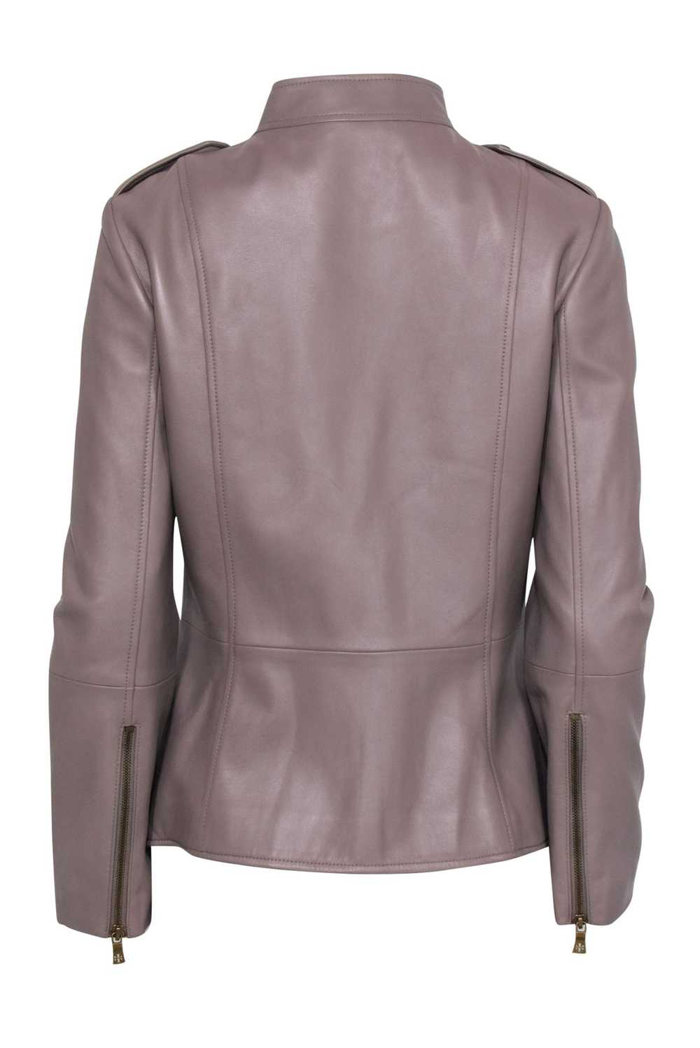 Tory Burch - Taupe Leather Button-Up Jacket Sz 8 - image 3