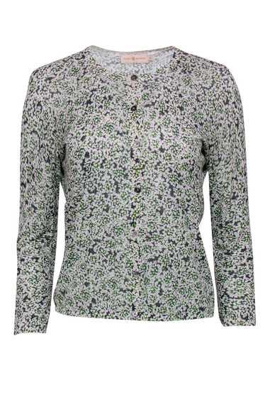 Tory Burch - White & Green Floral Printed Cardigan