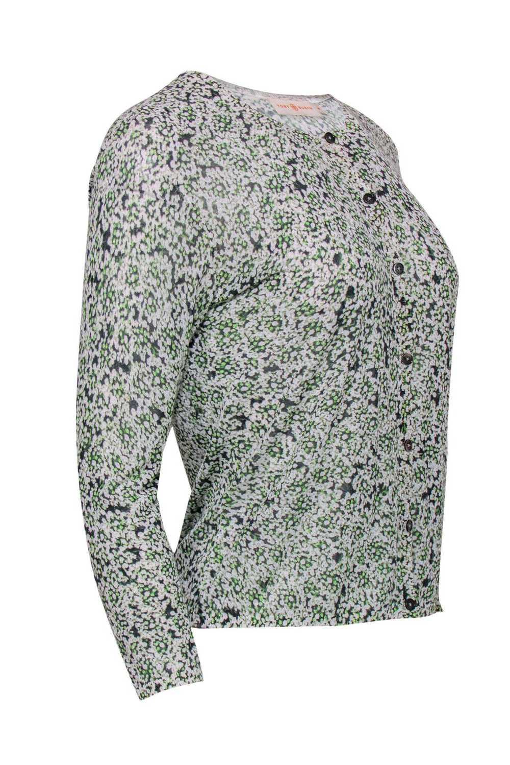 Tory Burch - White & Green Floral Printed Cardiga… - image 2