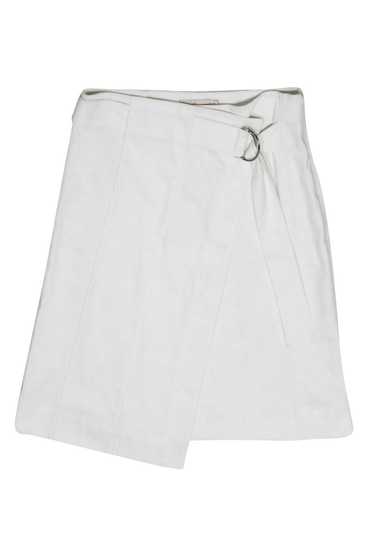 Tory Burch - White Cotton Faux Wrap Midi Skirt Sz 