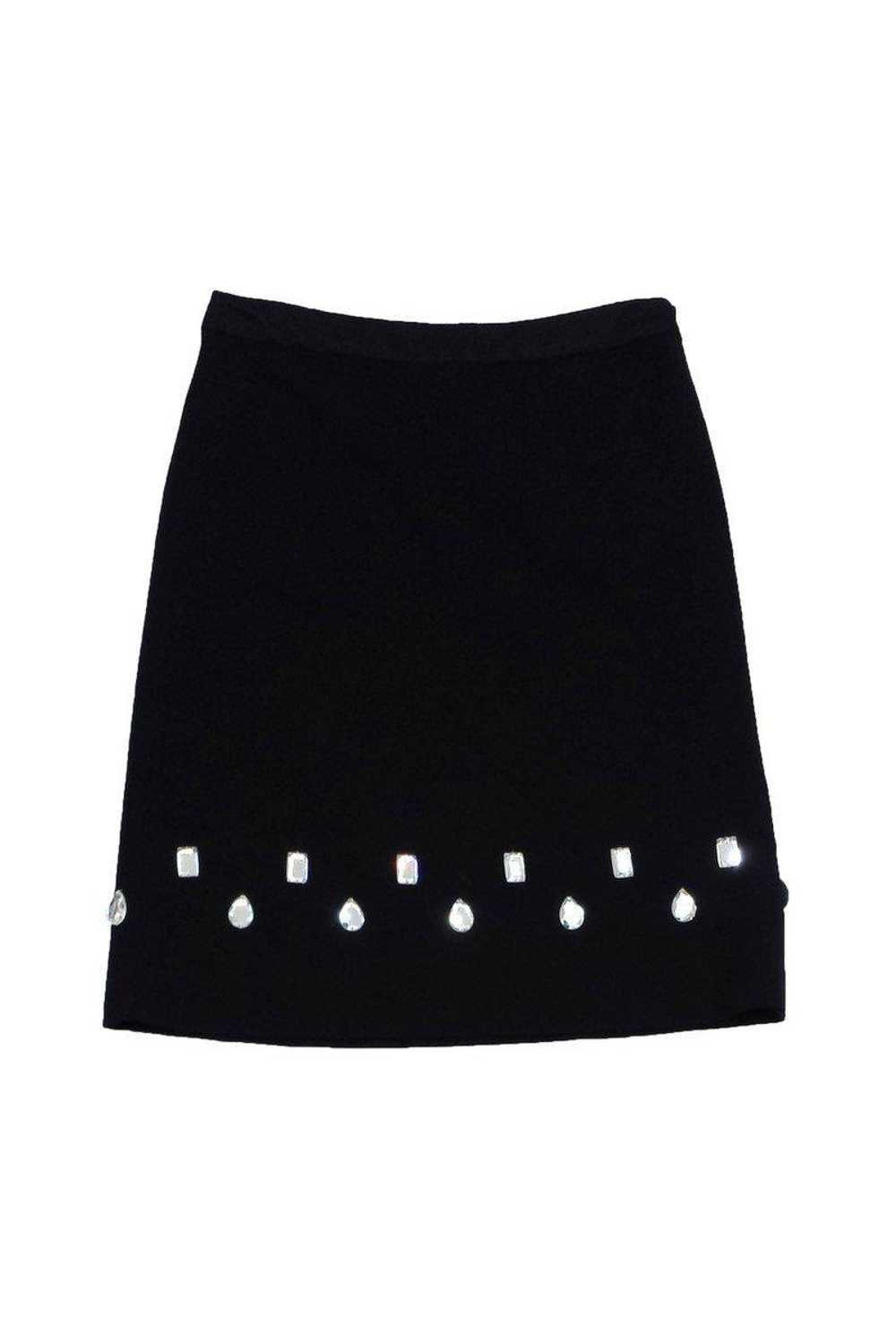 Tracy Reese - Black Wool Embellished Skirt Sz 4 - image 1