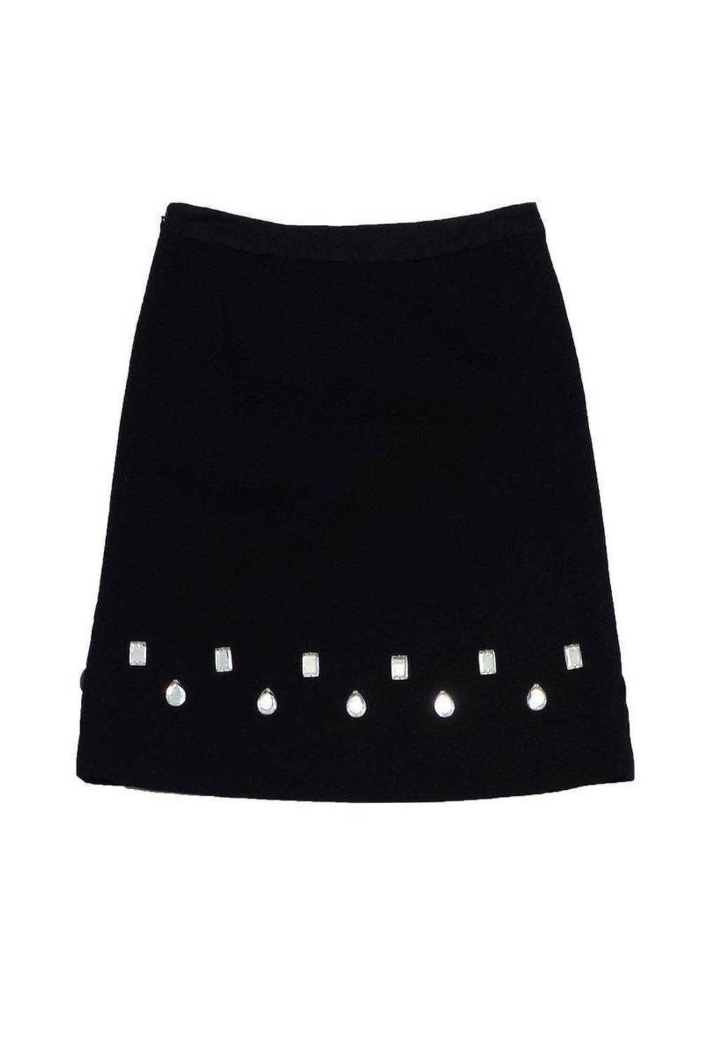 Tracy Reese - Black Wool Embellished Skirt Sz 4 - image 2