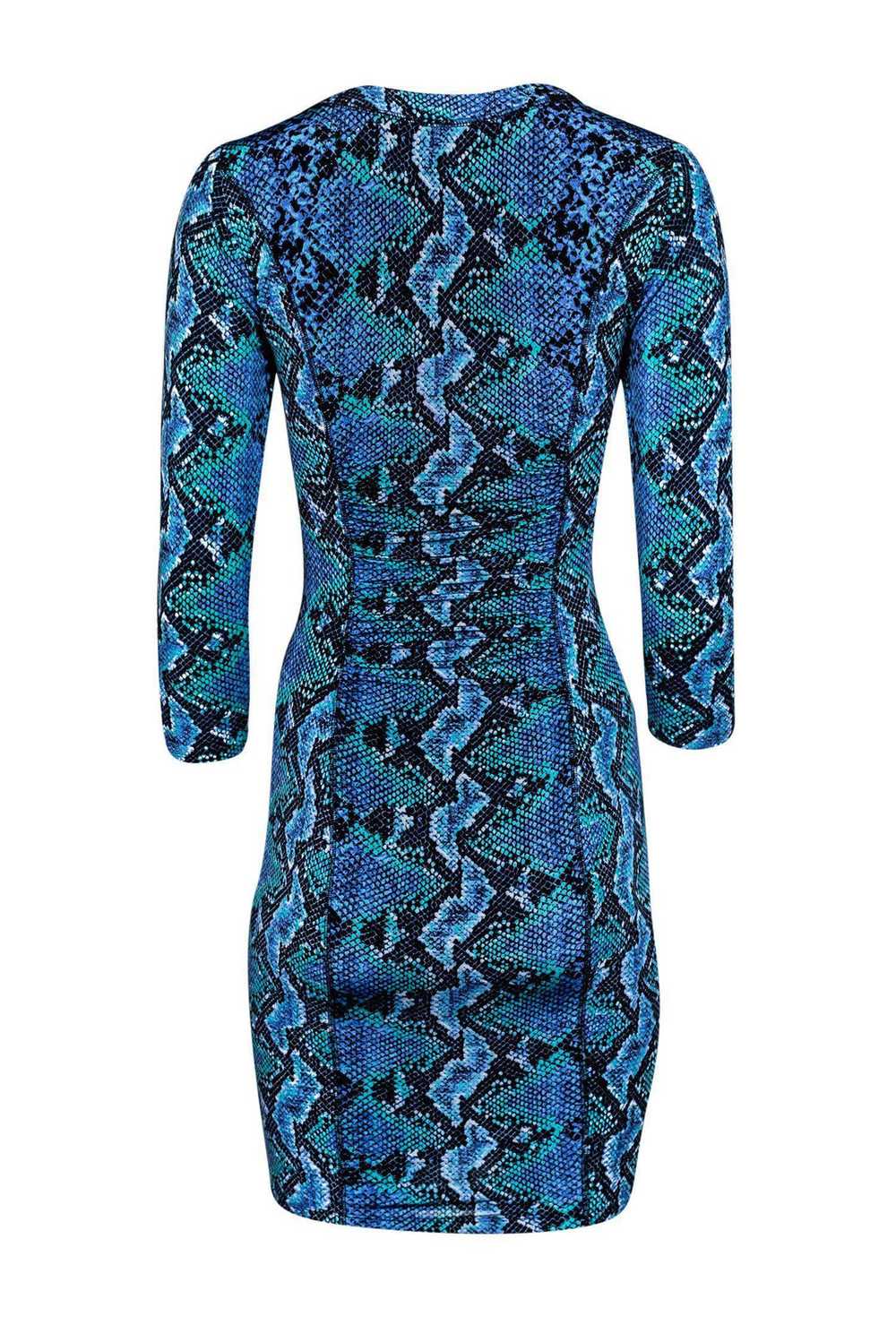 Tracy Reese - Blue & Teal Snake Print Dress Sz S - image 3