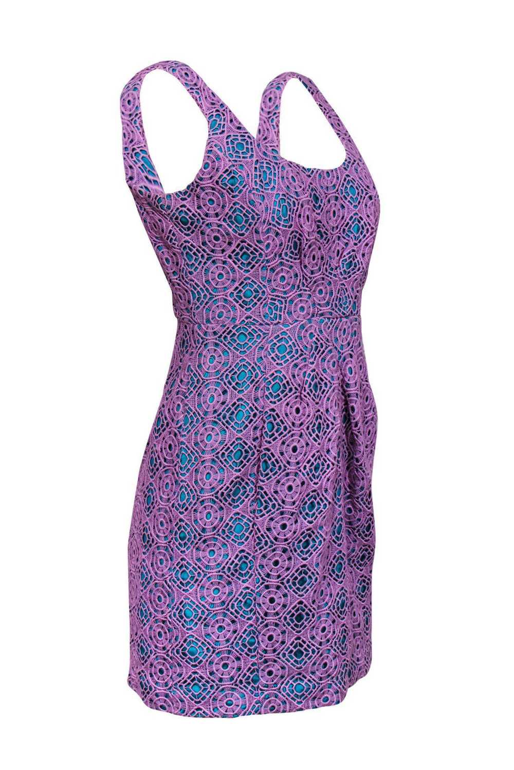 Tracy Reese - Purple & Teal Lace Dress Sz 6 - image 2