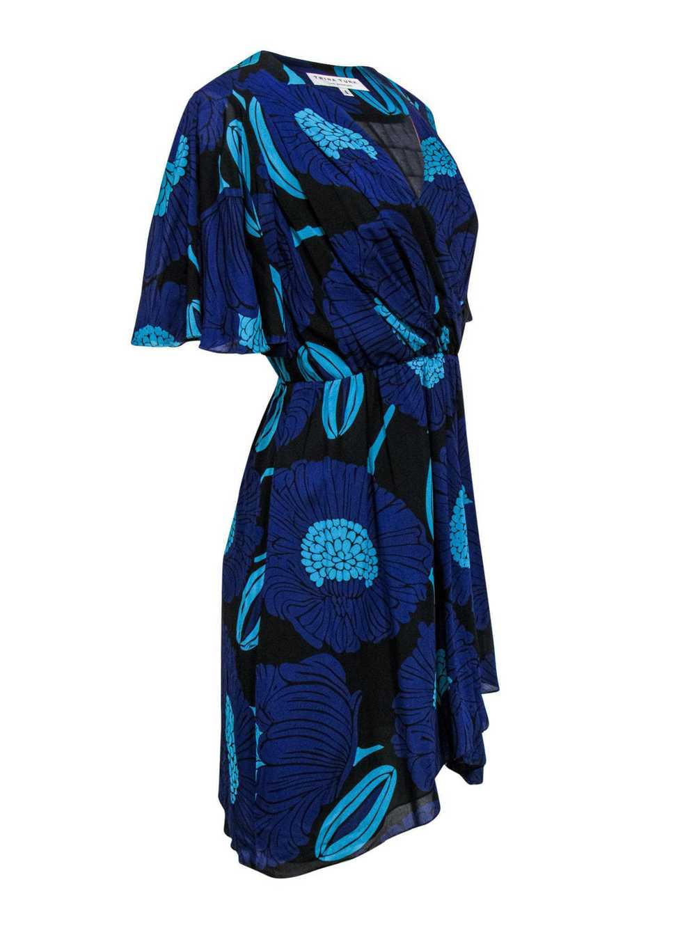 Trina Turk - Blue & Teal Floral Print Fit & Flare… - image 2