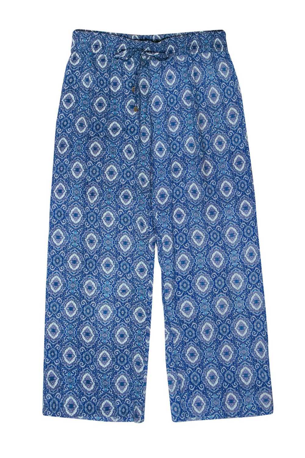 Trina Turk - Blue Bohemian Print Drawstring Wide … - image 1