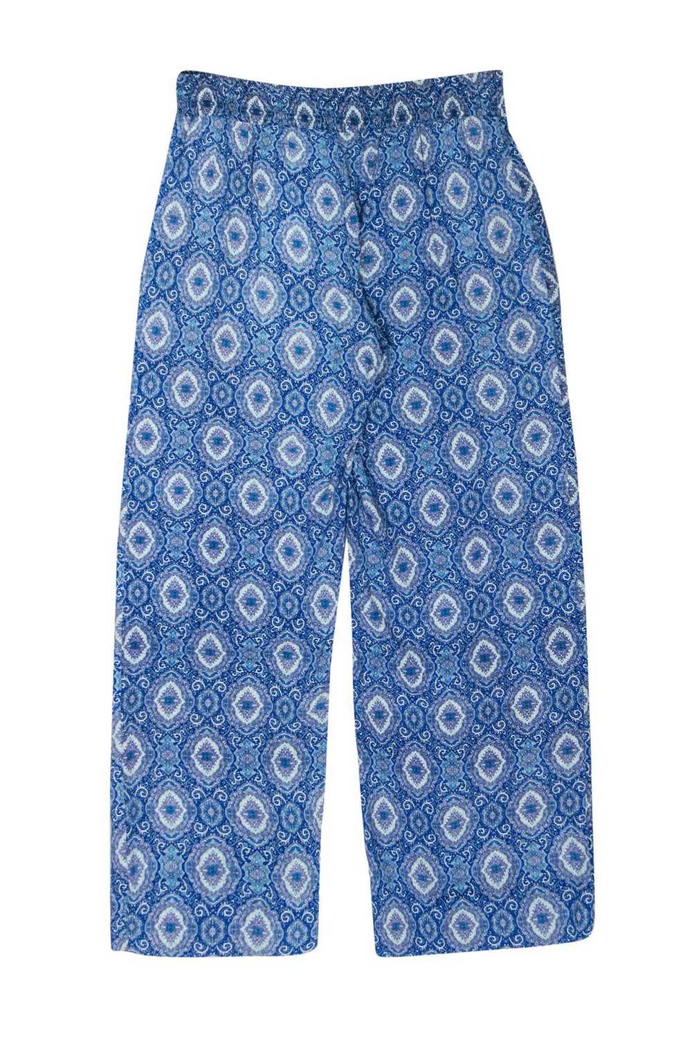 Trina Turk - Blue Bohemian Print Drawstring Wide … - image 2