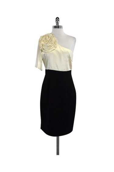 Trina Turk - Cream & Black Silk One Shoulder Dres… - image 1