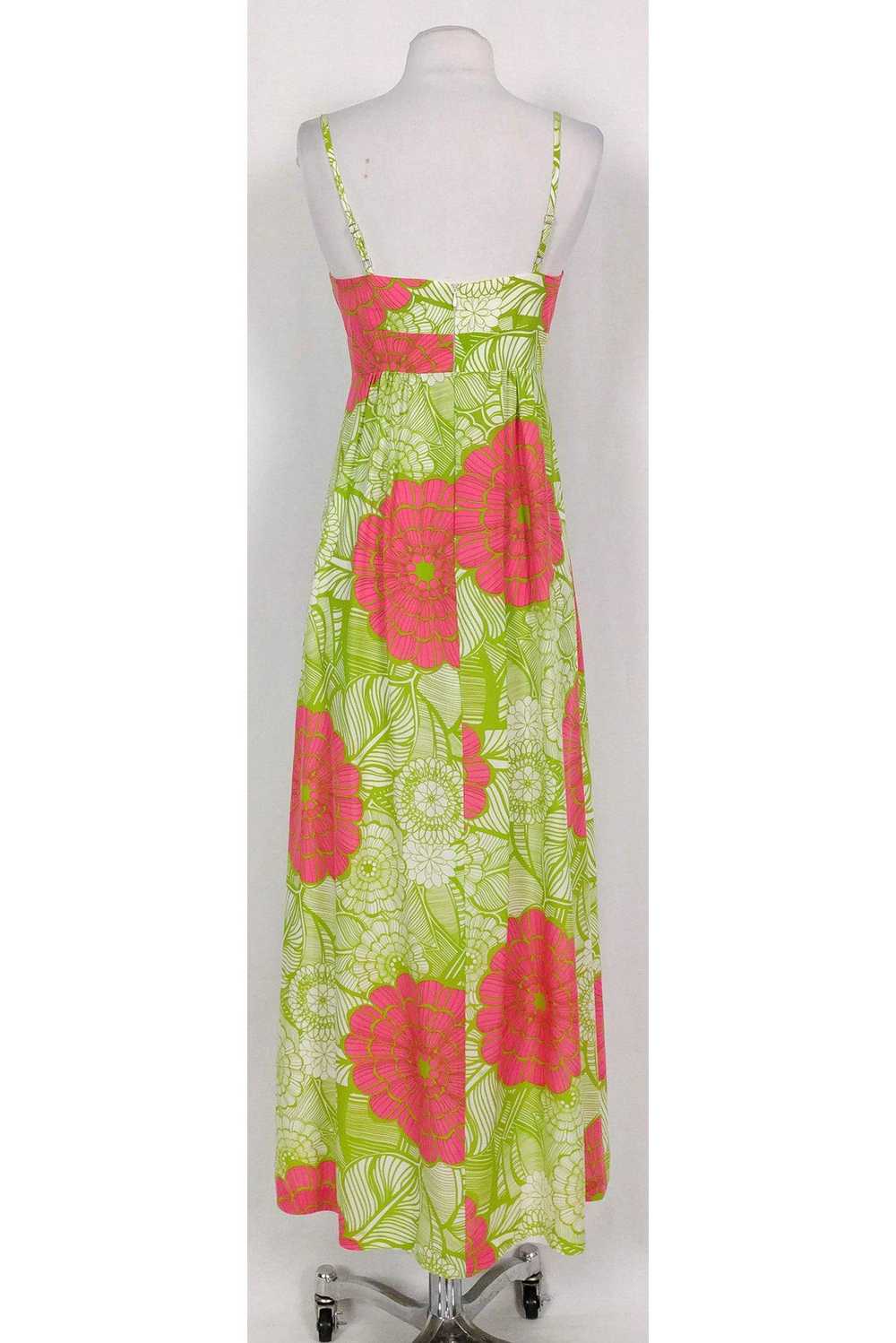 Trina Turk - Green & Pink Floral Maxi Dress Sz 2 - image 3