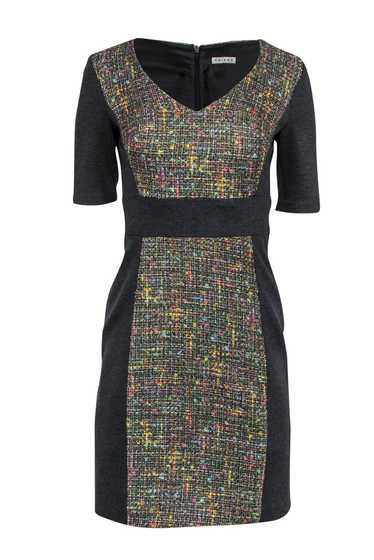 Trina Turk - Grey Sheath Dress w/ Rainbow Tweed Sz