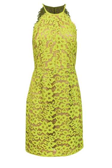 Trina Turk - Neon Yellow Lace Fit & Flare Dress Sz