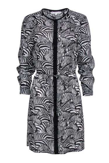 Trina Turk - White & Black Zebra Print Button-Up B