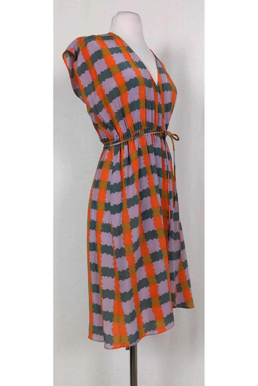 Tucker - Abstract Square Pattern Wrap Dress Sz P - image 2