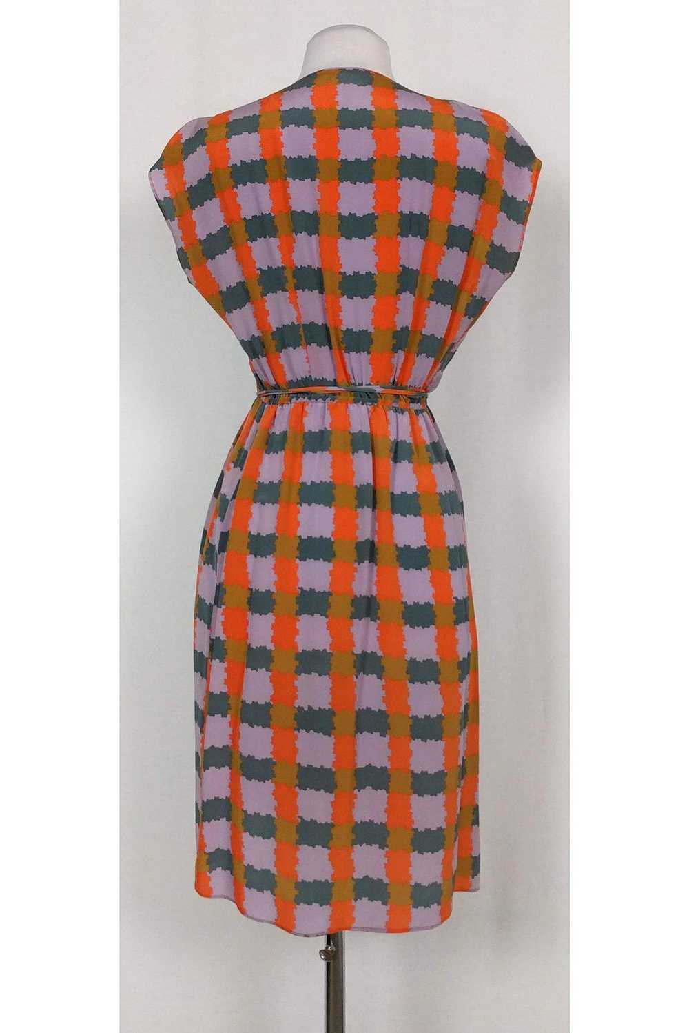 Tucker - Abstract Square Pattern Wrap Dress Sz P - image 3