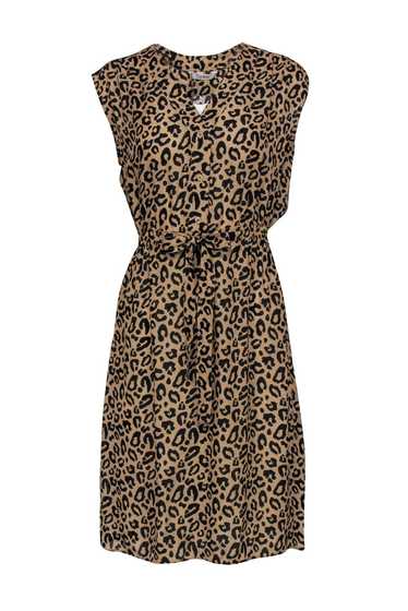 Tucker - Leopard Print Half Button-Up Sleeveless A