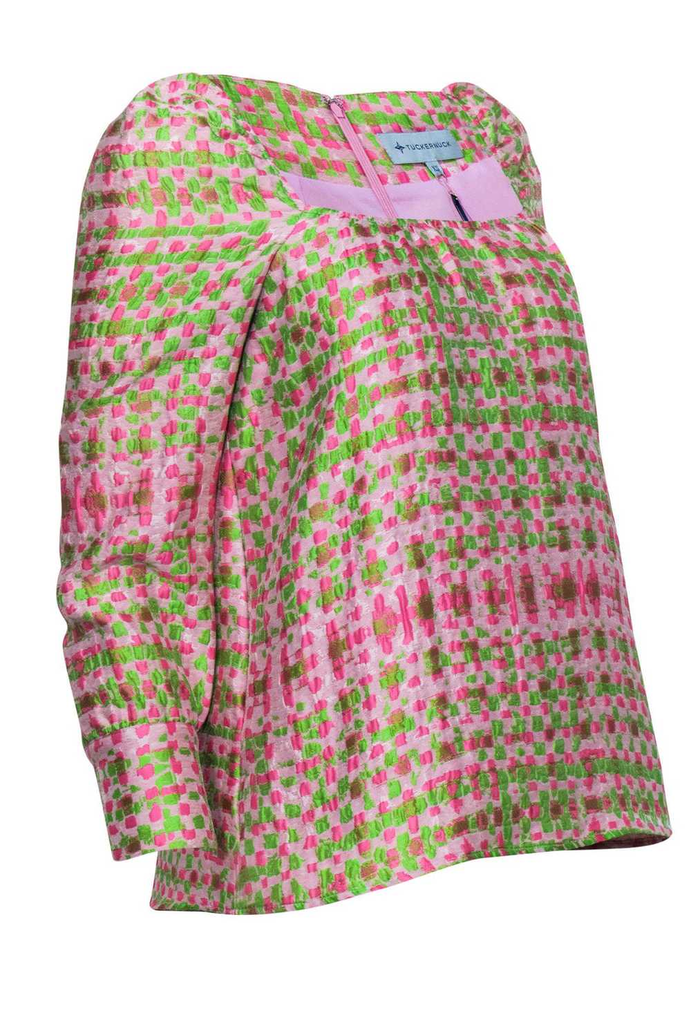 Tuckernuck - Pink & Green Square Neck Textured Bl… - image 2