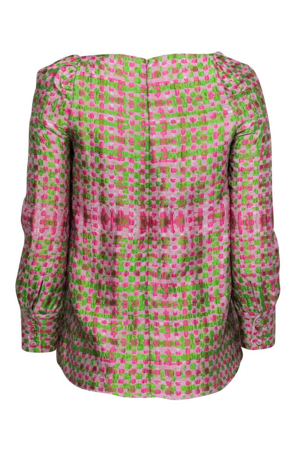 Tuckernuck - Pink & Green Square Neck Textured Bl… - image 3