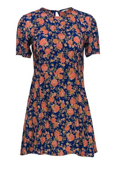 Tularosa - Blue & Pink Floral Print Fit & Flare Dr