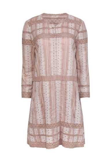 Tularosa - Taupe Cotton Embroidered Shift Dress S… - image 1