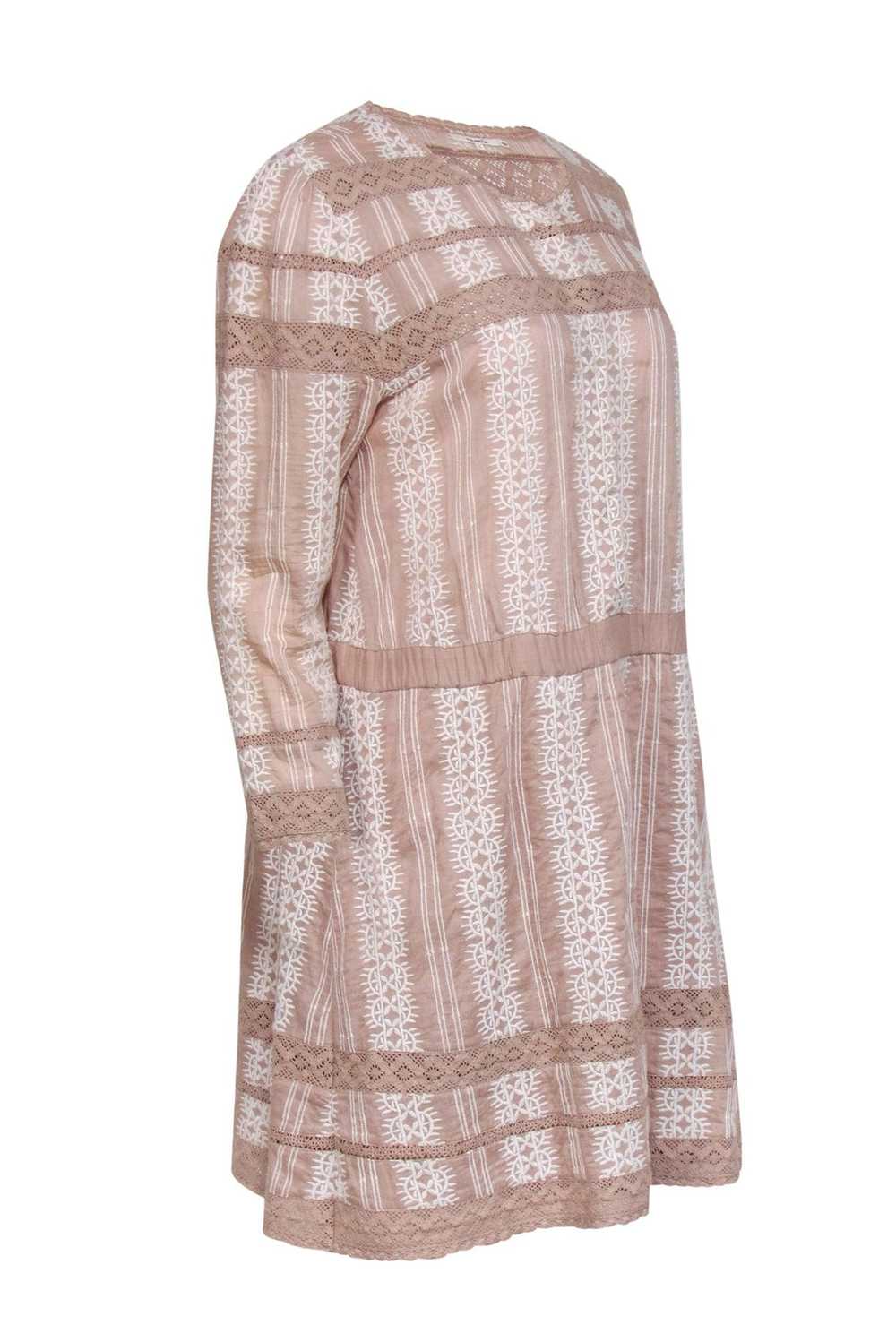 Tularosa - Taupe Cotton Embroidered Shift Dress S… - image 2