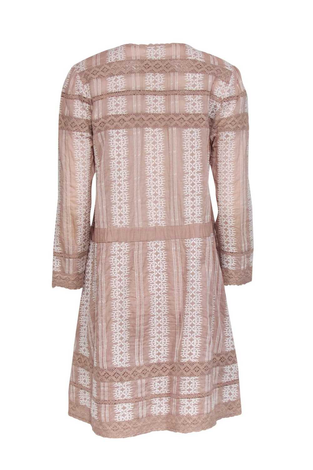 Tularosa - Taupe Cotton Embroidered Shift Dress S… - image 3