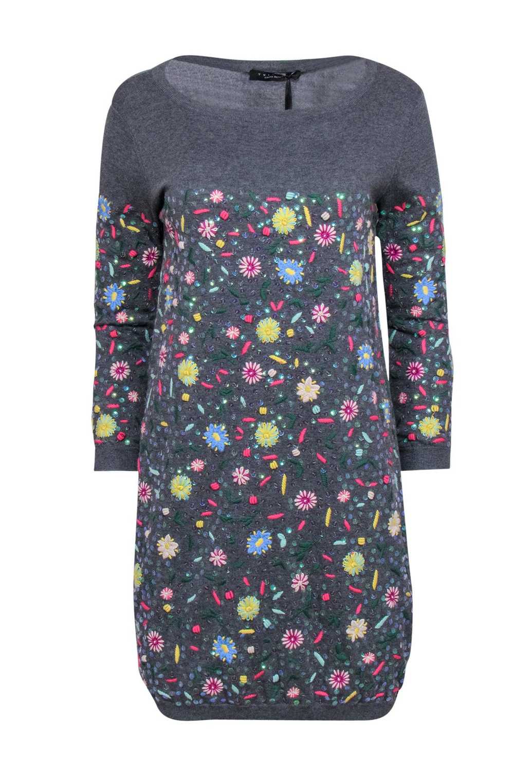 Twinset - Grey & Multicolor Floral Embroidered & … - image 1