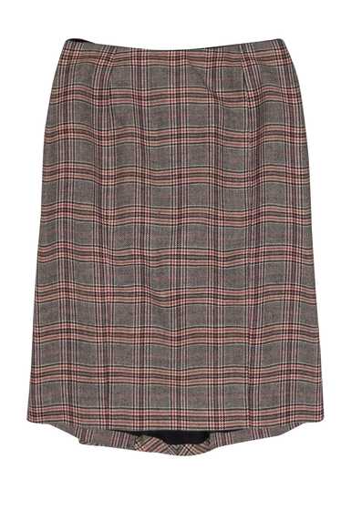 Valentino - Brown & Purple Glen Plaid Pencil Skirt