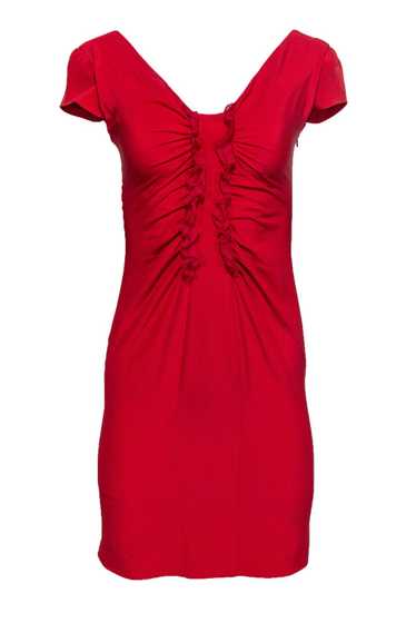 Valentino - Red Cap Sleeve Dress w/ Ruffles Sz S