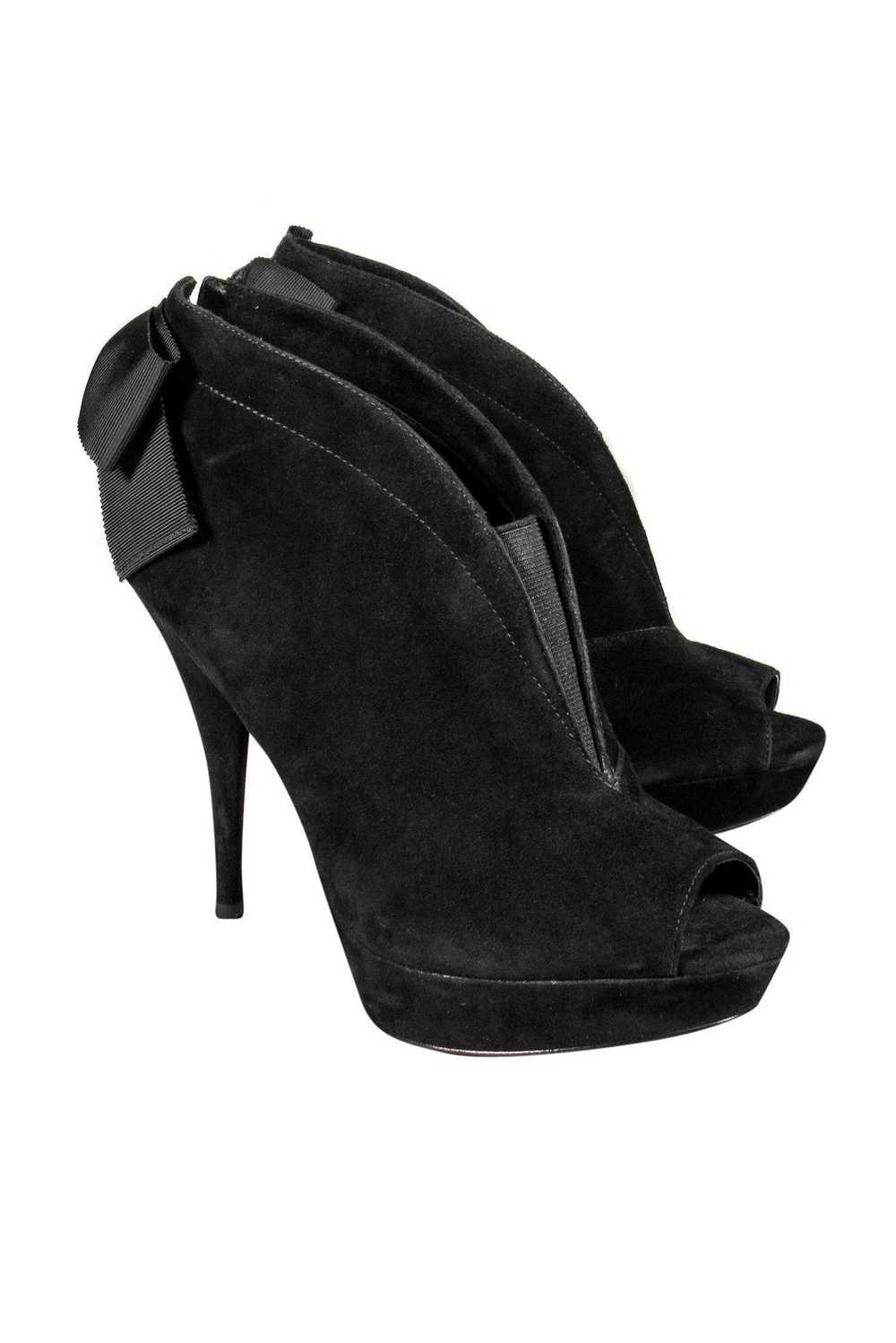 Vera Wang - Black Suede Booties w/ Bows Sz 7.5 - image 1