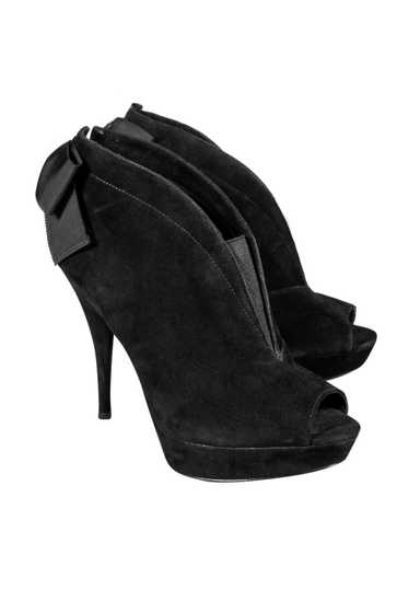 Vera Wang - Black Suede Booties w/ Bows Sz 7.5 - image 1