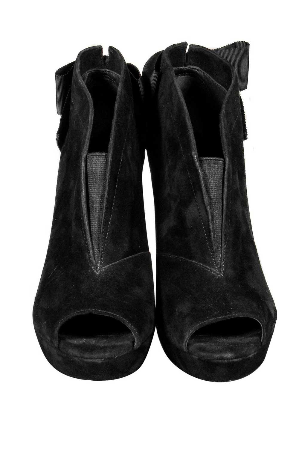 Vera Wang - Black Suede Booties w/ Bows Sz 7.5 - image 2