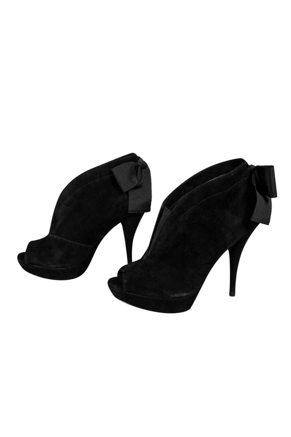 Vera Wang - Black Suede Booties w/ Bows Sz 7.5 - image 3